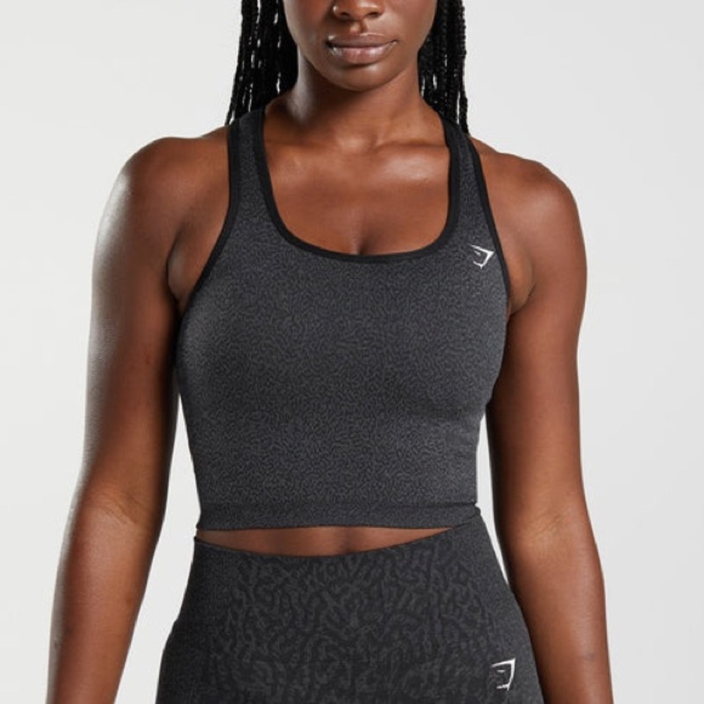 Gymshark | Adapt Animal Seamless Crop Tank, Black, Size Large